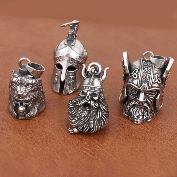 Vintage Viking Biker Bell Pendant