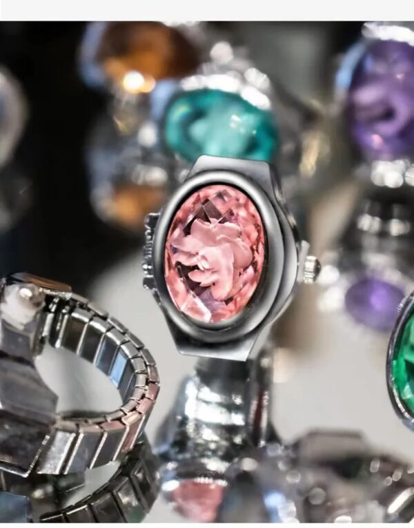 Gem Flower Flip Watch Ring