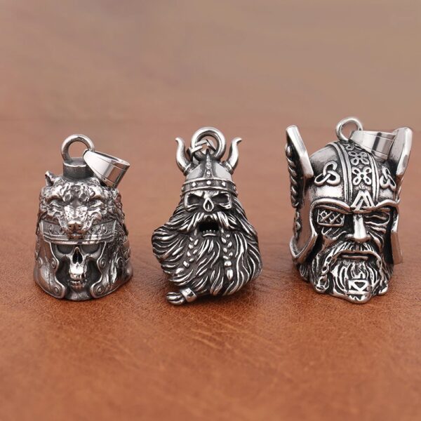 Vintage Viking Biker Bell Pendant - Image 11